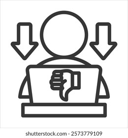 Freelancer Drawbacks Outline Icon Vector Illustration