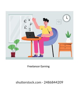 Freelancer Earning concept flat style stock illustration with background . EPS 10 File 
