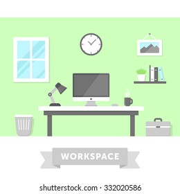 Freelancer home workplace with desktop PC