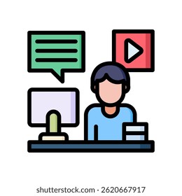 Freelancer Icon Lineal Color Vector Illustration