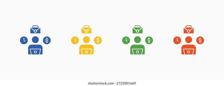 Freelancer Ícone Definir Cor Vários Estilo Elemento Coleção Para Design
