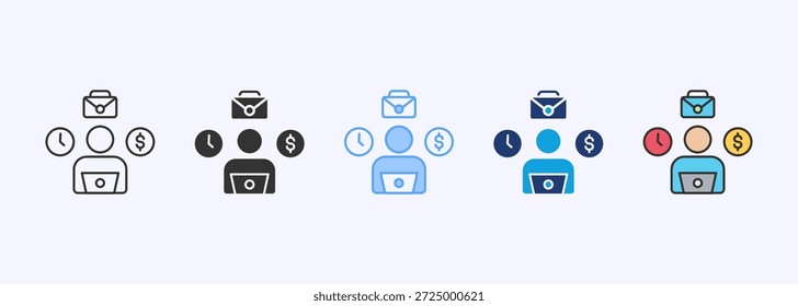 Freelancer Conjunto De Ícones Multistyle Vários Elementos De Coleta Para Design
