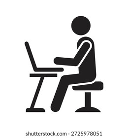 Freelancer ícone digitando a visão lateral do laptop para o trabalho remoto computador digital tecnologia e administração de escritório doméstico estudo internet