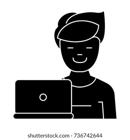 freelancer icon, vector illustration, black sign on isolated background