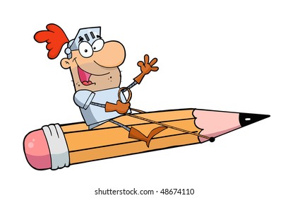 Freelancer Knight Man Riding A Giant Pencil