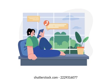 Freelancer Lady Talking On Tablet White Seating On Window