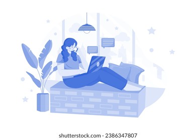 Freelancer Lady Working On Laptop