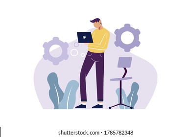 Freiberufler mit Laptop-Konzept, flache Illustration	
