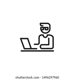 Freelancer line icon. Worker, laptop, remote job. Freelance job line icon. Vector illustration can be used for topics like life work balance, remote job, occupation