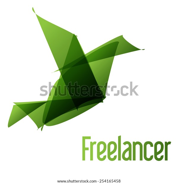 Freelancer Logo Bird Origami Green Stock Vector Royalty Free