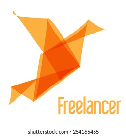 Freelancer Logo bird origami orange