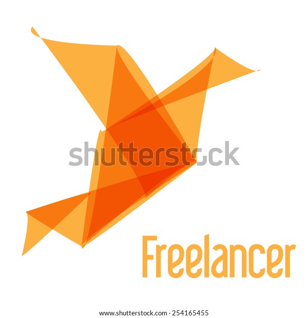 Freelancer Logo Bird Origami Orange Stock Vector Royalty Free