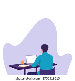 Freelancer Man working from home concept vector eps 10