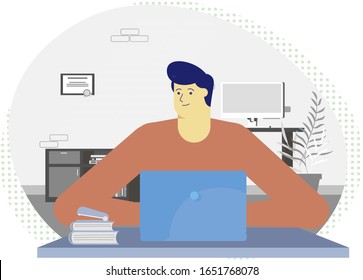 Freelancer manader developer offie work  laptop desk table web sitting sit male man boy