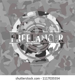 Freelancer on grey camouflaged pattern