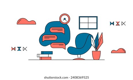 Concepto de organización independiente. Hogar. Ventajas del trabajo remoto, limitaciones y flujo de trabajo. Escena de la organización del trabajo y mejora del flujo de trabajo doméstico. Resumen del concepto de negocio de vectores.