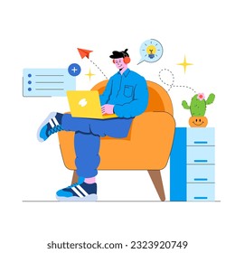 Freelancer with productive work illustration