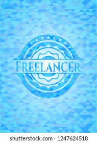 Freelancer realistic sky blue mosaic emblem