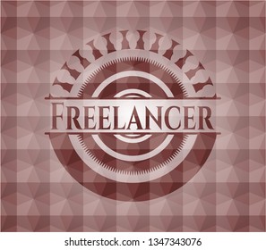 Freelancer red geometric emblem. Seamless.