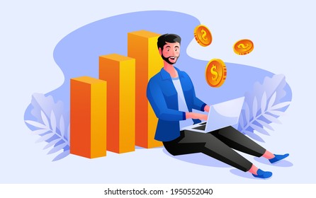Freelancer relax working and make a lot of money