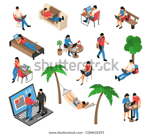 Freelancer Remote Creative Job Under Tree Stock Vector
