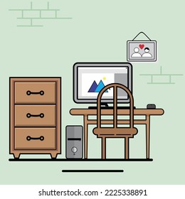 Freelancer Room Flat Design Illustration