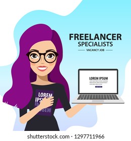 Freelancer specialists. Vacancy job. Vector illustration