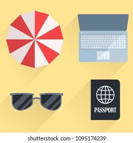 Freelancer summer. Flat design icons