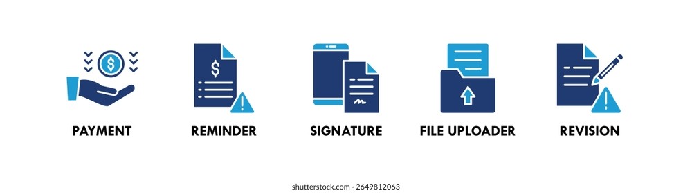 Freelancer Toolkit banner web icon vector illustration concept with an icon of payment, reminder, signature, file uploader, and revision