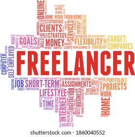 Freelancer vector illustration word cloud isolated on a white background.
