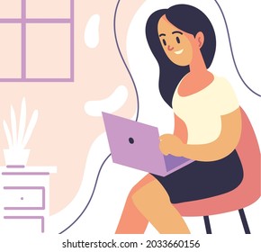 freelancer woman with laptop working