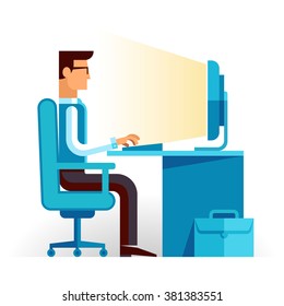 Freelancer at work. Flat web infographic concept vector