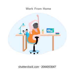 Freelancer Work From Home Vector Illustration  Make money online, Prevent Infection Spreading  Coronavirus etc