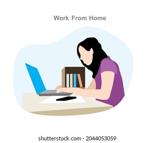 Freelancer Work From Home Vector Illustration  Make money online, Prevent Infection Spreading  Coronavirus etc