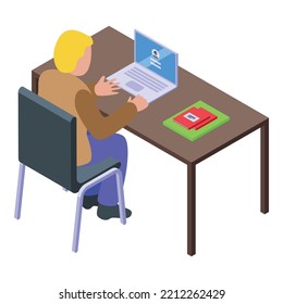 Freelancer work icon isometric vector. Computer freelance. Laptop man