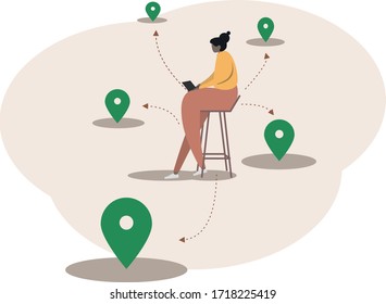 Freelancer work remotely at home that connects around the people in the world.