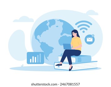 freelancer at work trending concept flat illustration