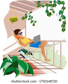 
Freelancer at work vector illustration.