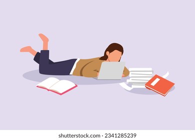 Freelancer working from home or beach at relaxed pace, convenient workplace concept. Colored flat vector illustration isolated. 