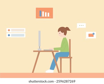 A freelancer working from home on a computer