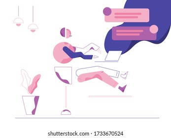 Freelancer working at home on laptop
