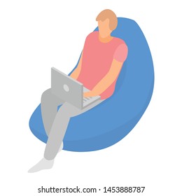 Freelancer working icon. Isometric of freelancer working vector icon for web design isolated on white background