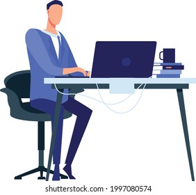 Freelancer working with laptop at home. graphic designer or content creator Remote work at home with graphic enhancements in mind. Social distancing and self-isolation the covid-19 virus quarantine.