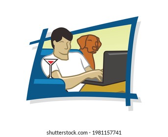 a freelancer working on his laptop at home