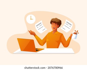 freelancer working on laptop, work at office