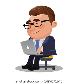 Freelancer working remotely from his laptop