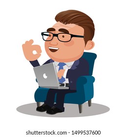 Freelancer working remotely from his laptop