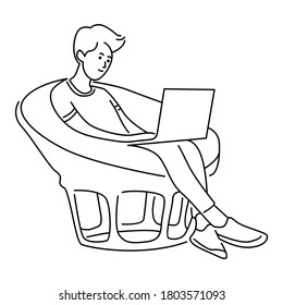 Freelancer working remotely from home. Freelance concept vector illustration
