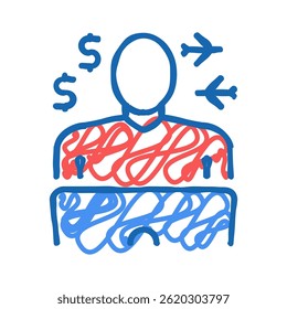 freelancer trabalhando e viajando ícone doodle esboço vetor. freelancer trabalhando e viajando sinal.