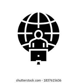 freelancer working world glyph icon vector. freelancer working world sign. isolated contour symbol black illustration